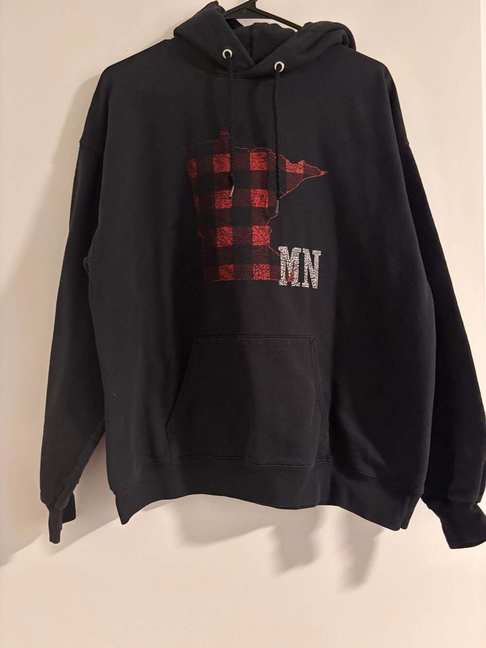 Hanes EcoSmart Minnesota State Outline Buffalo Plaid Graphic Hoodie